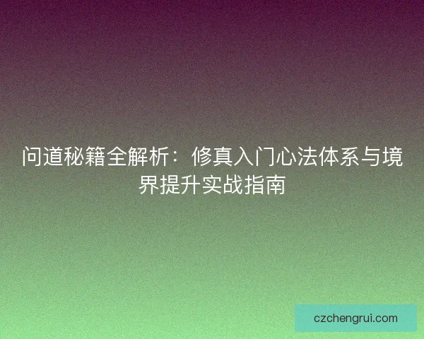 问道秘籍全解析：修真入门心法体系与境界提升实战指南